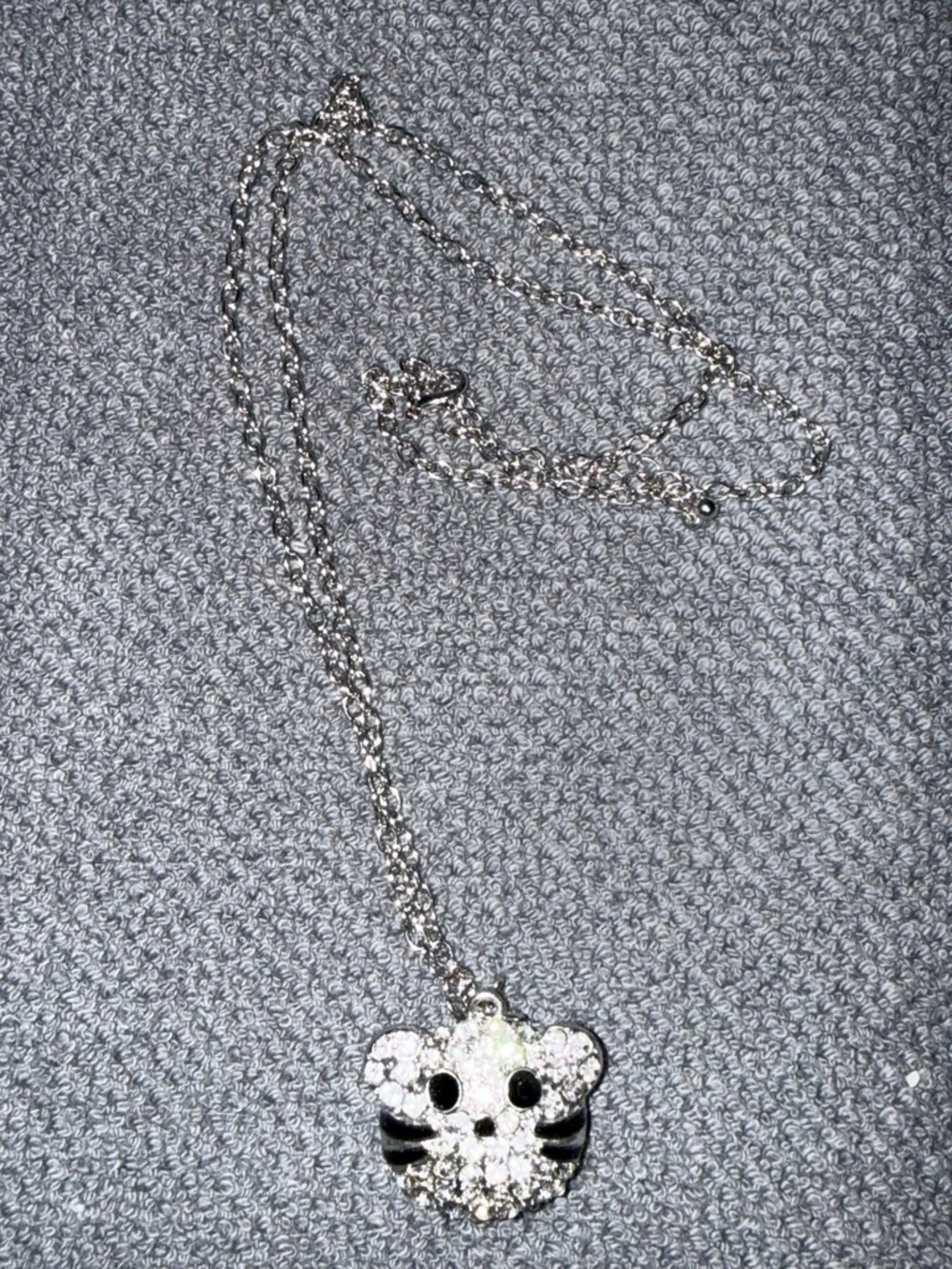 Crystal Hello Kitty Pendant Necklace in Silver Tone.